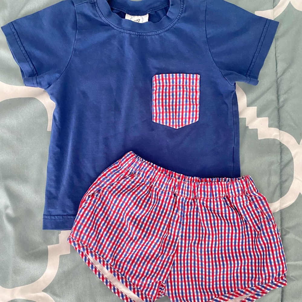 Boutique plaid matching short set